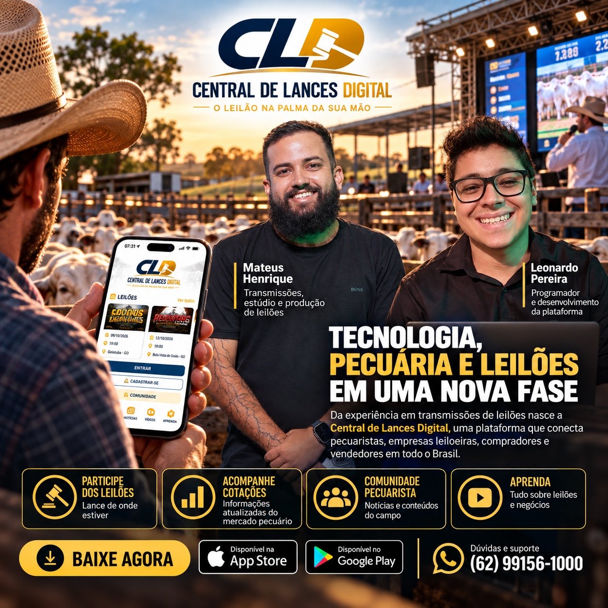 Matheus Henrique e Leonardo Pereira na Central de Lances Digital